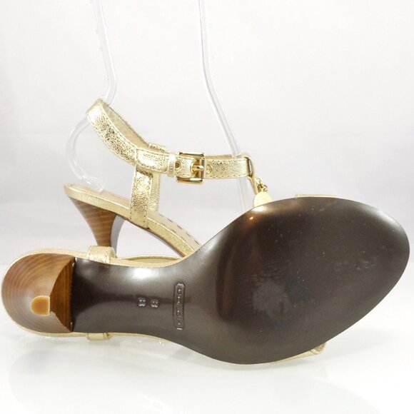 NIB$198 COACH Lucile Shiny Leather T-Strap Lucky Charm Sandals Heels 8 - Picture 8 of 14